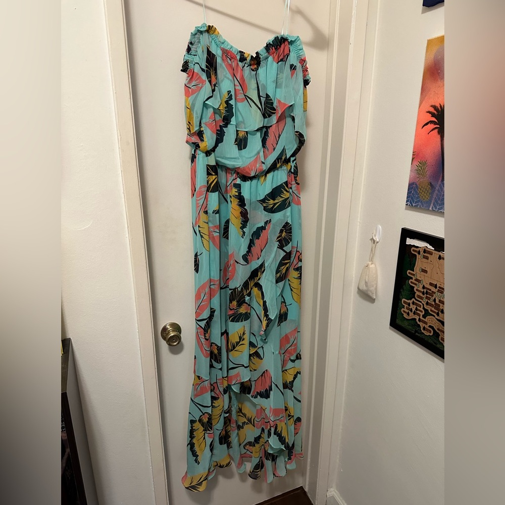 Express flirty tropical maxi dress